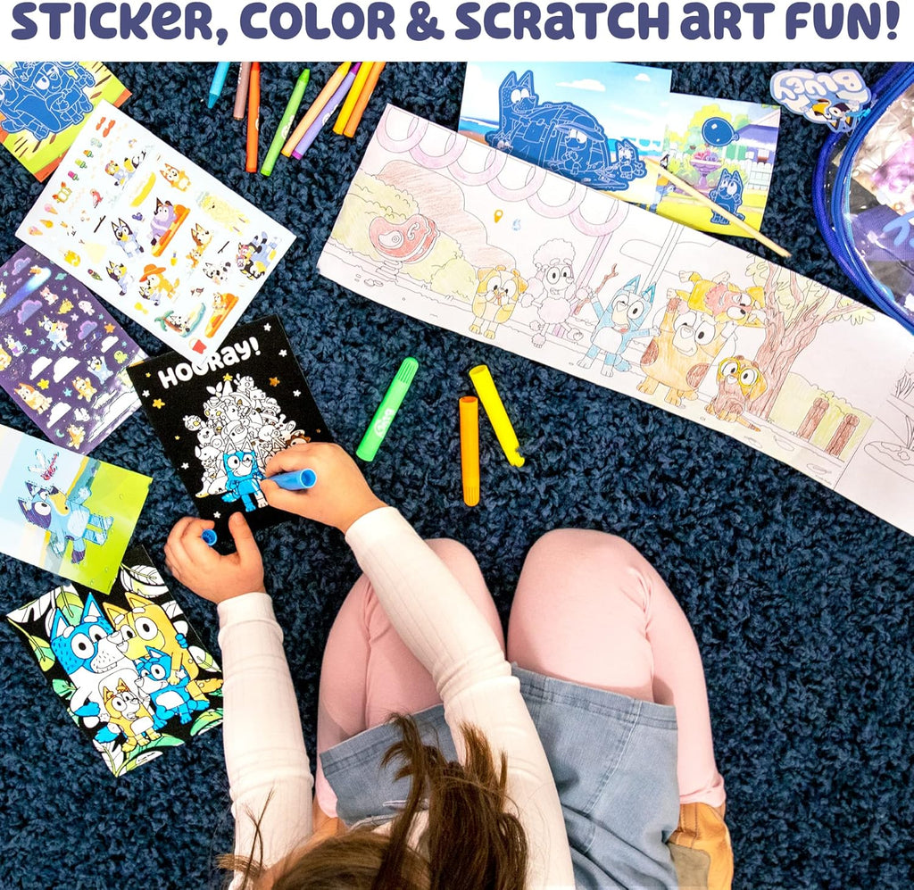 Ultimate Activity Backpack, 10+ Activities, Includes Backpack with 4 Sticker Suncatchers with 4 Suction Cups, 4 Surprise Scratch Arts, 2 Velv-its Posters, 1 Coloring Roll, 4 Markers, Kid Gifts