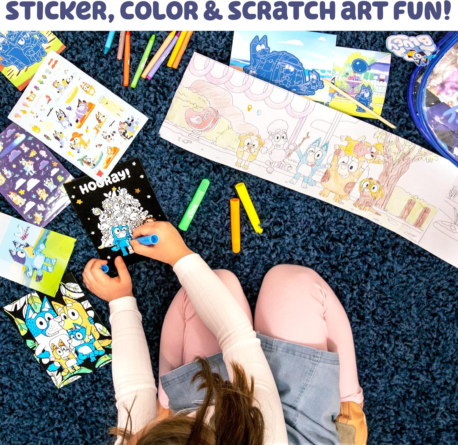 Ultimate Activity Backpack, 10+ Activities, Includes Backpack with 4 Sticker Suncatchers with 4 Suction Cups, 4 Surprise Scratch Arts, 2 Velv-its Posters, 1 Coloring Roll, 4 Markers, Kid Gifts