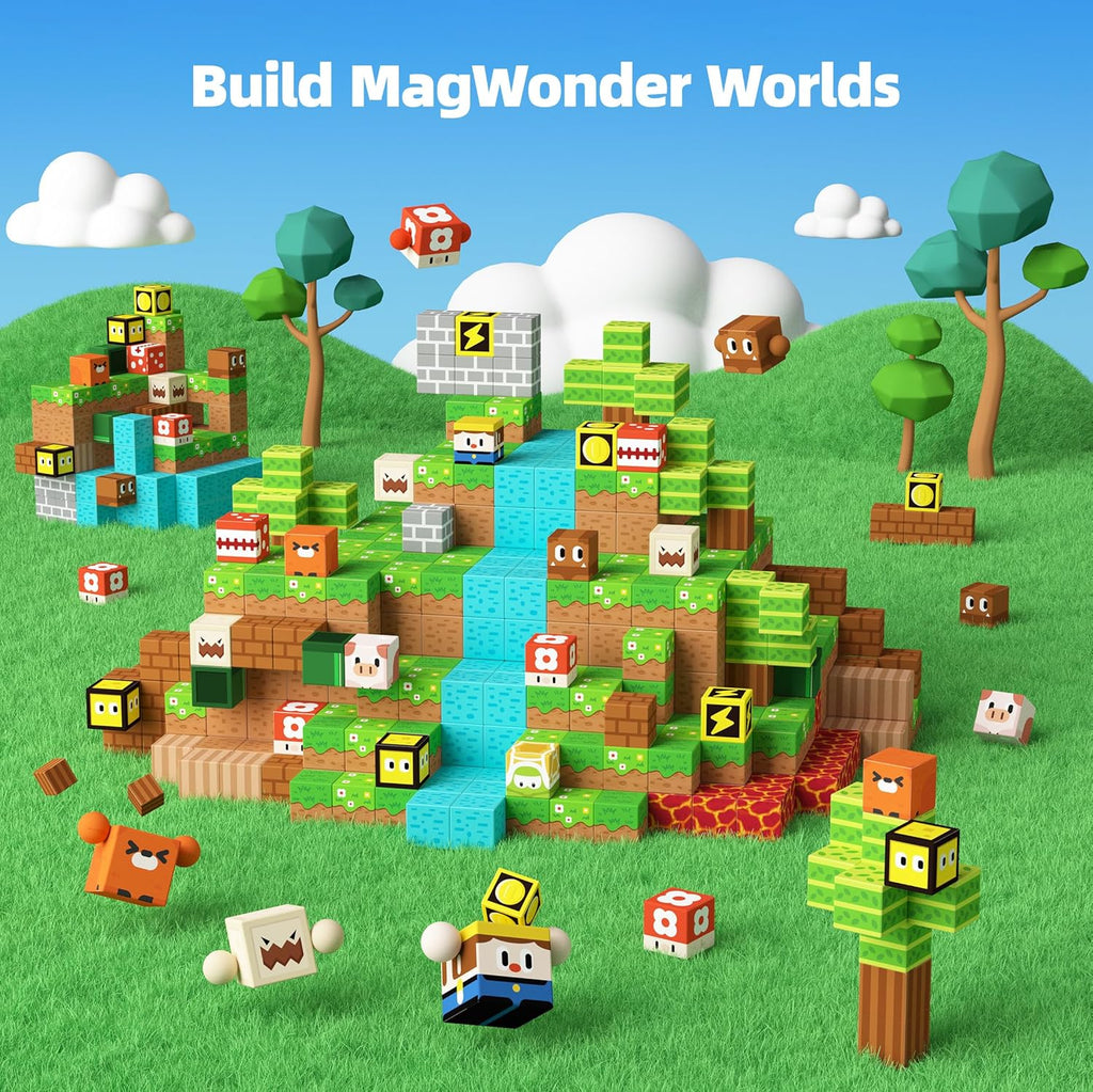 Magnetic Blocks Kids Building Toys for Boys Girls 3+, Game-Based Build MagWonder with Magnet Construction Toys, Upgraded STEM Sensory Gift for Birthday (1 inch)