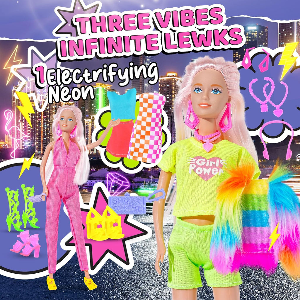 54 Pcs, 11.5 inch Doll Included, Extra Trendy Doll Clothes & Accessories Set | Girls Gift for Ages 5-7, Kids Toys for 3, 4, 5, 6, 7, 8 Year Old Birthdays or Any Occasion