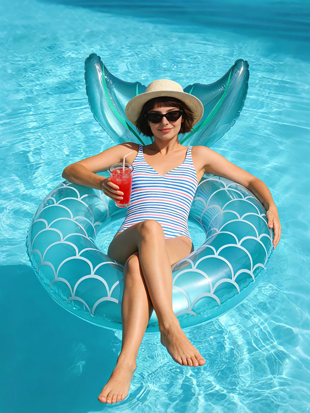 Inflatable Swimming Ring, Cute Pool Float Tube Decorations Swim Tubes Outdoor Pool Beach Water Floats Party Supplies Floaties