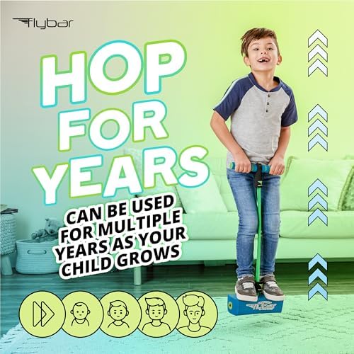 My First Foam Pogo Jumper for Kids Fun and Safe Pogo Stick, Durable Foam and Bungee Jumper for Ages 3 and up Toddler Toys, Supports up to 250lbs (Blue)