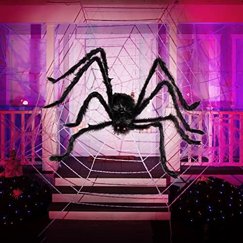 Halloween Outdoor Decorations Giant Spider, 5 Ft Large Spider for Yard Lawn Garden Patio Scary Halloween Outside Decor, Indoor Haunted House Prop and Home Party Decor, Black