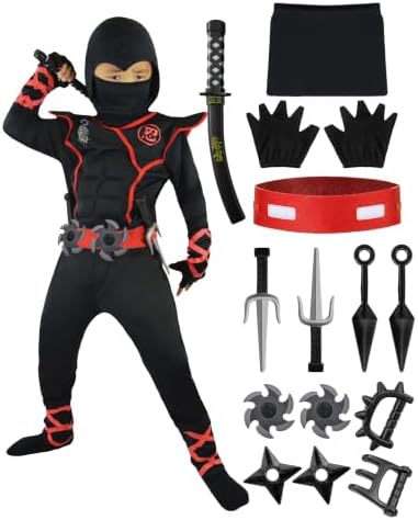 Halloween Ninja Costume, Ninja Outfit Set for Kids, Halloween Costumes for Boys Dress Up Party