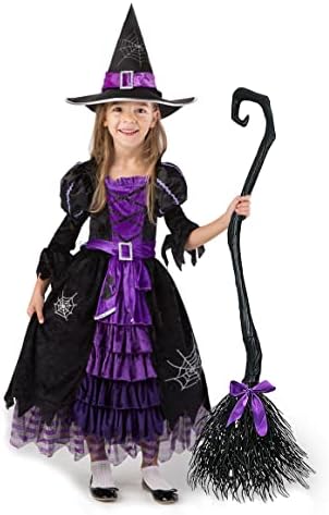 Fairytale Witch Cute Witch Costume Deluxe Set with Broom for Girls