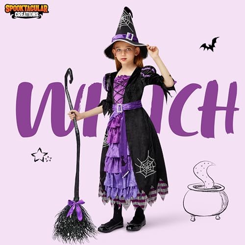 Fairytale Witch Cute Witch Costume Deluxe Set with Broom for Girls
