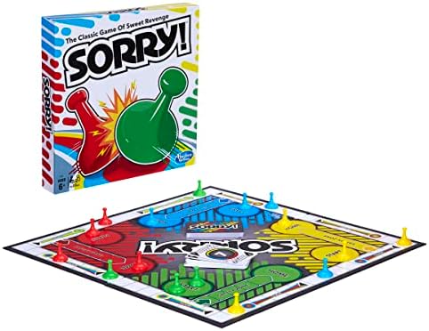 Sorry! Board Game for Kids Ages 6 and Up; Classic Hasbro Board Game; Each Player Gets 4 Pawns; Family Game