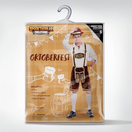 Lederhosen Men Oktoberfest Outfit Costume, Halloween German Bavarian Costume for Adults Beer Festival