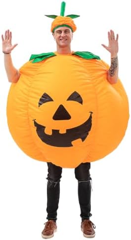Pumpkin Costume Adult Inflatable Blow Up Jumpsuit, Orange