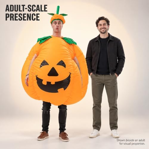 Pumpkin Costume Adult Inflatable Blow Up Jumpsuit, Orange