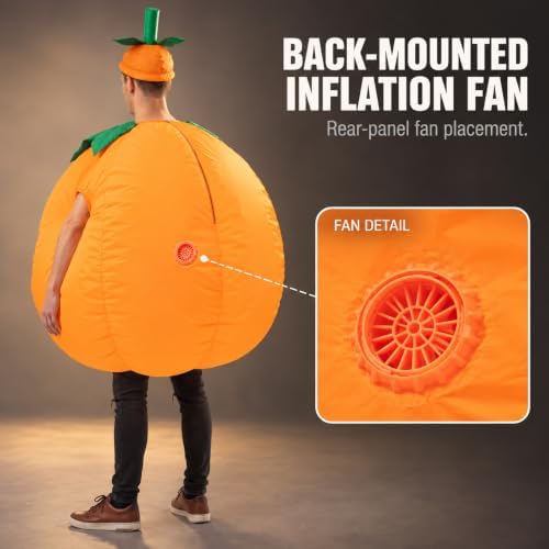 Pumpkin Costume Adult Inflatable Blow Up Jumpsuit, Orange