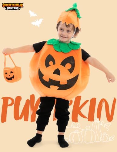 Halloween Pumpkin Costume Kids with Basket Outfit for Toddler Child Halloween Dress Up Party