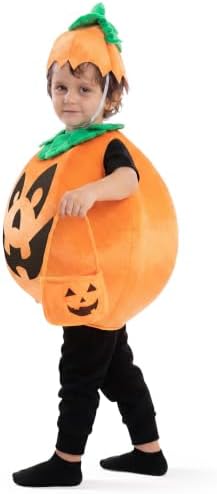 Halloween Pumpkin Costume Kids with Basket Outfit for Toddler Child Halloween Dress Up Party
