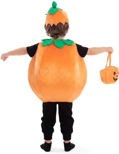 Halloween Pumpkin Costume Kids with Basket Outfit for Toddler Child Halloween Dress Up Party