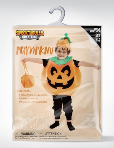 Halloween Pumpkin Costume Kids with Basket Outfit for Toddler Child Halloween Dress Up Party