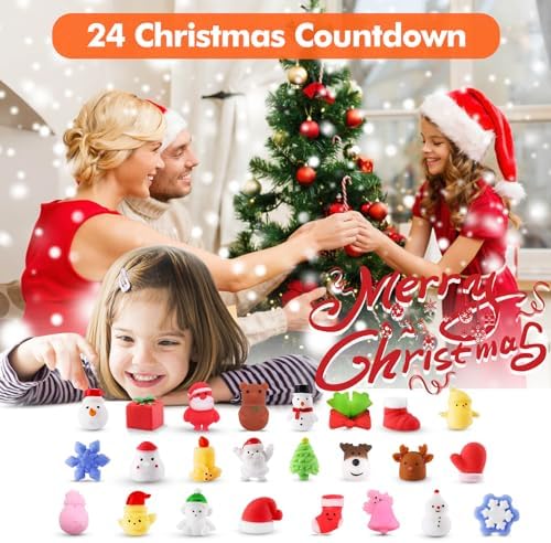 Christmas Squishies Advent Calendar 2025 Mochi Squishy Advent Calendar Christmas Countdown Calendar 24 Pieces Cute Mochi Squishy Toy - Party Favors Toys Xmas Gifts Advent Traditional Gifts Ideas