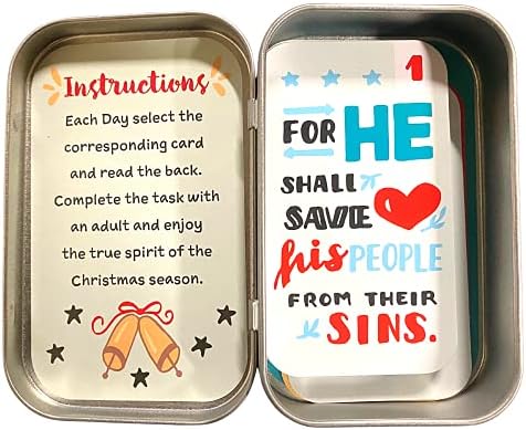 Religious Advent Calendar 2025 Activity Card Set, 25 Daily Bible Verses and Activities, Countdown to Christmas Sunday School Lessons for Children (Pack of 1)