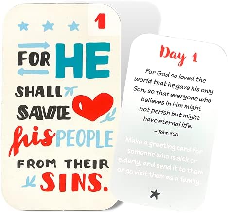 Religious Advent Calendar 2025 Activity Card Set, 25 Daily Bible Verses and Activities, Countdown to Christmas Sunday School Lessons for Children (Pack of 1)