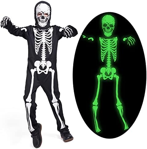 Kids Skeleton Costume Glow in the Dark Skeletons Halloween Skeleton Costumes for Boys and Girls
