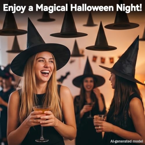 24 PCS Halloween Witch Hats, Hanging Decor for Yard Porch Ceiling