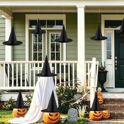24 PCS Halloween Witch Hats, Hanging Decor for Yard Porch Ceiling
