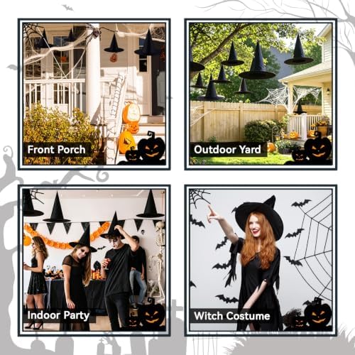 24 PCS Halloween Witch Hats, Hanging Decor for Yard Porch Ceiling