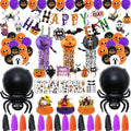 93Pcs Halloween Party Decorations, Halloween Birthday Party Decorations Set Including Banner Wire Lanterns Glow Tattoos Photo Props Spiders Balloons Hanging Swirls Bats Tassels