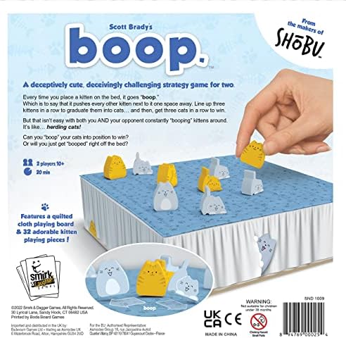 BOOP | Adorable 2 Player Cat and Kitten Strategy Game with 32 Wooden Pieces | Fast Tactical Puzzle Gameplay for Families Couples Kids and Adults | Ages 10 Plus