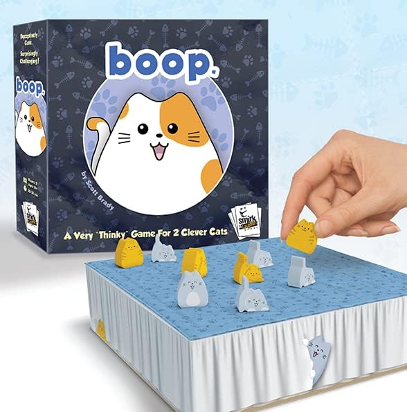 BOOP | Adorable 2 Player Cat and Kitten Strategy Game with 32 Wooden Pieces | Fast Tactical Puzzle Gameplay for Families Couples Kids and Adults | Ages 10 Plus