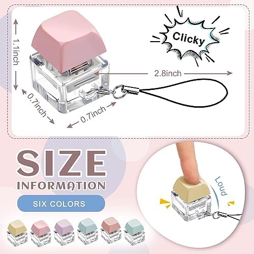 6 Pcs Keyboard Toy Clicker Keyboard Fidget Keychain Decompression Toys Button Stress Relief Gifts for Adult to Relief Stress Pass the Time (Nomal Style,Macaron Colors)