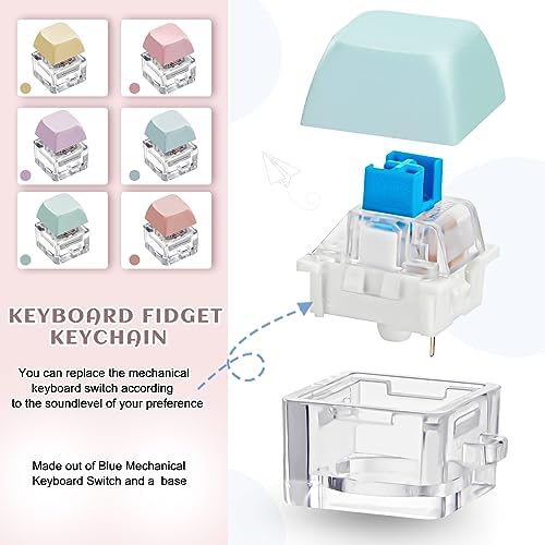 6 Pcs Keyboard Toy Clicker Keyboard Fidget Keychain Decompression Toys Button Stress Relief Gifts for Adult to Relief Stress Pass the Time (Nomal Style,Macaron Colors)