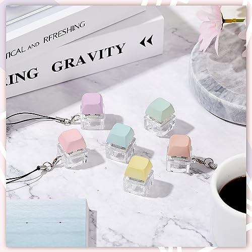 6 Pcs Keyboard Toy Clicker Keyboard Fidget Keychain Decompression Toys Button Stress Relief Gifts for Adult to Relief Stress Pass the Time (Nomal Style,Macaron Colors)