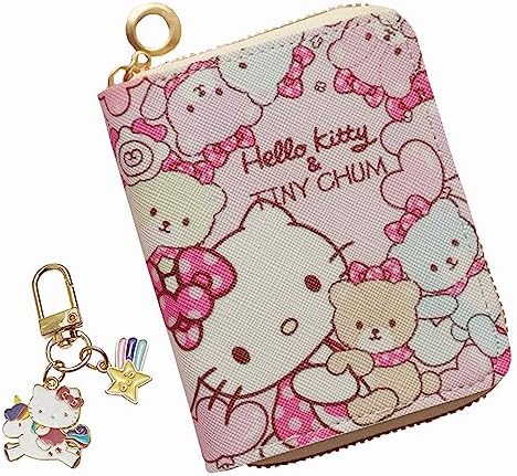 Small Wallet for Women and Girl, Short PU Leather Zipper Cute Coin Purse, 2Pce