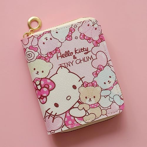 Small Wallet for Women and Girl, Short PU Leather Zipper Cute Coin Purse, 2Pce
