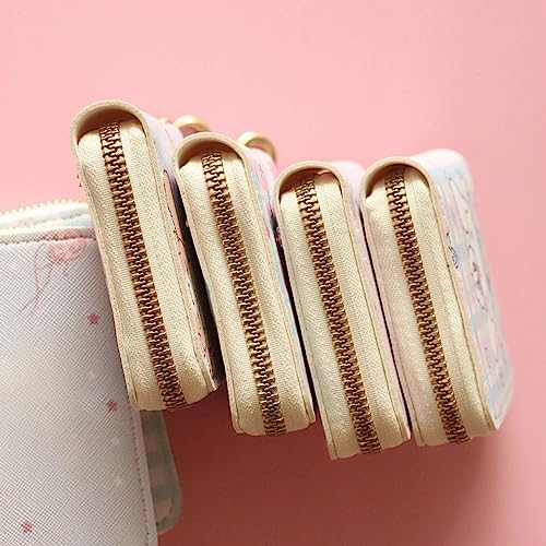 Small Wallet for Women and Girl, Short PU Leather Zipper Cute Coin Purse, 2Pce
