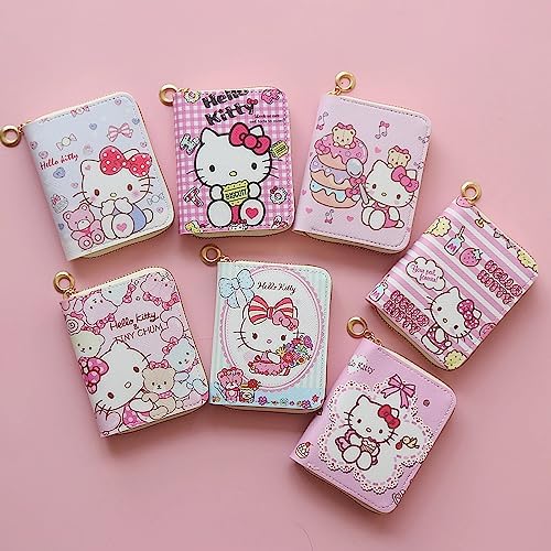Small Wallet for Women and Girl, Short PU Leather Zipper Cute Coin Purse, 2Pce