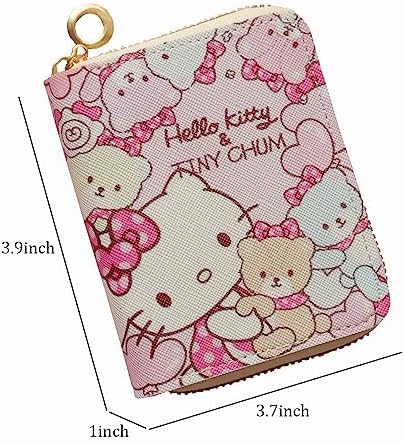 Small Wallet for Women and Girl, Short PU Leather Zipper Cute Coin Purse, 2Pce