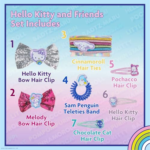 Hello Kitty and Friends Hair Accessories Mini Gift Bag Set, Includes Hair Bows, Hair Clips, Hair Ties for Girls Kids, for Birthdays, Parties, Sleepovers & Makeovers by Townley Girl
