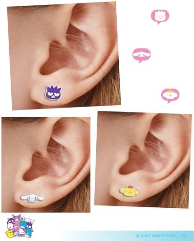 Sanrio Hello Kitty Stud Earrings Pack of 12 Pairs - Official License Hello Kitty and Friends Earrings