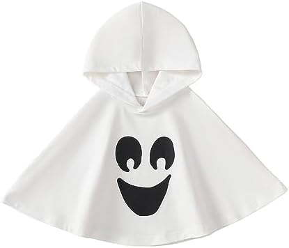 Kids Toddler Boy Girl Halloween Costume Ghost Smile Cloak Hooded Cape Poncho Fancy Party Cosplay Outfits
