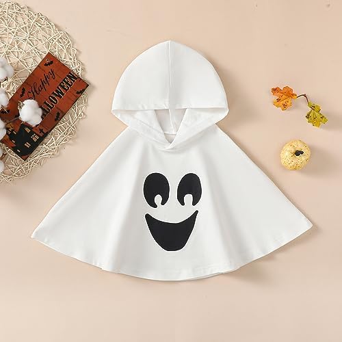 Kids Toddler Boy Girl Halloween Costume Ghost Smile Cloak Hooded Cape Poncho Fancy Party Cosplay Outfits