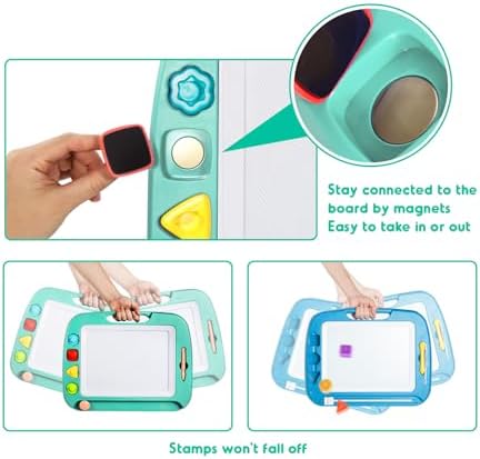 Toddler Toys for Kids, Large Magnetic Drawing Board for Birthday Gift, Toys for 1 2 3 4 Year Old Girls Boys, Etch & Sketch Pad with 4 Stamps, Learning and Educational, 16 ×13 in, Green