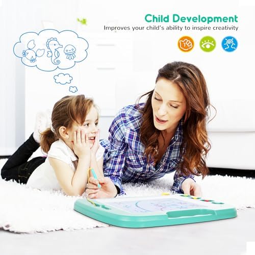 Toddler Toys for Kids, Large Magnetic Drawing Board for Birthday Gift, Toys for 1 2 3 4 Year Old Girls Boys, Etch & Sketch Pad with 4 Stamps, Learning and Educational, 16 ×13 in, Green