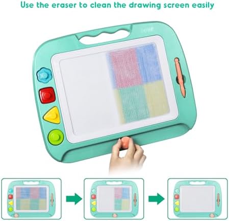 Toddler Toys for Kids, Large Magnetic Drawing Board for Birthday Gift, Toys for 1 2 3 4 Year Old Girls Boys, Etch & Sketch Pad with 4 Stamps, Learning and Educational, 16 ×13 in, Green