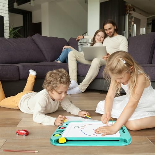 Toddler Toys for Kids, Large Magnetic Drawing Board for Birthday Gift, Toys for 1 2 3 4 Year Old Girls Boys, Etch & Sketch Pad with 4 Stamps, Learning and Educational, 16 ×13 in, Green