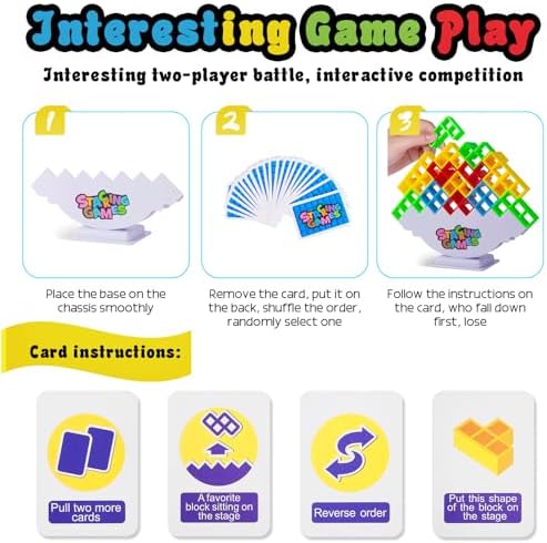 48Pcs Tetra Tower Stacking Blocks Game, Board Games for Families, Parties, Travel and Team Building, Suitable for 1-4 Players Kids & Adults Toys