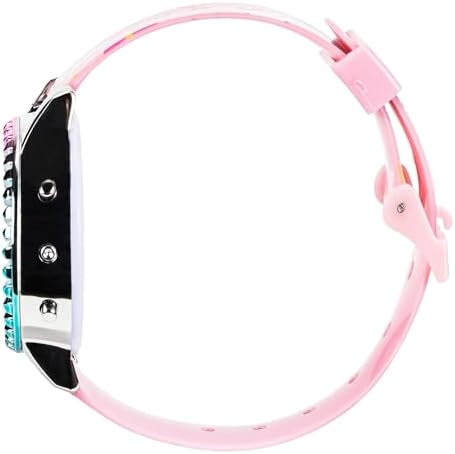 Sanrio Hello Kitty Girls' Digital LCD Quartz Watch with Pink Strap and Colorful Bezel - Fun LED Light Show - Easy to Read Time for Kids - Fits Wrist 5.5"-8"