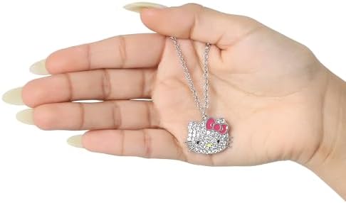 Sanrio Pave Crystal Pendant Necklace for Women Official License, 16"+3" Sparkly Necklace with Enamel Plating