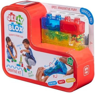 Jelly Blox Creative Kit | Includes 20 Blocks | Toddler & Preschool Building Blocks Kids Can Squeeze, Stretch, Squish | MESH ACCREDITED | Safety Tested & Ouch-Free | Sensory Play Toy Ages 2+