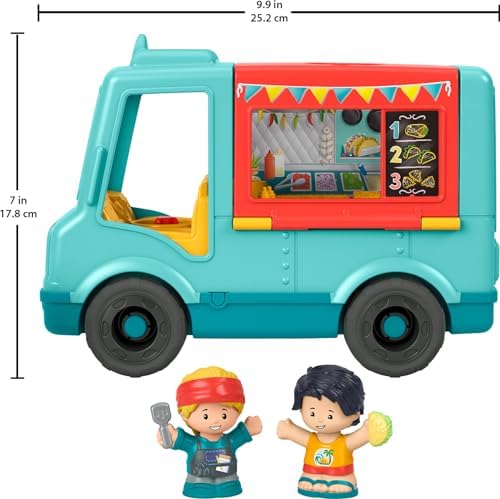 Little People Musical Toddler Toy Serve It Up Food Truck Vehicle with 2 Figures for Pretend Play Kids Ages 1+ Years